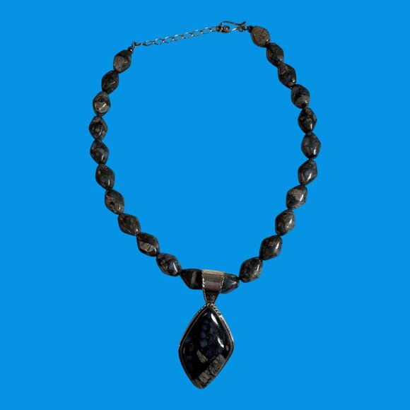 Jay King Sterling Silver & Que Sera Blue Agate Pendant Necklace DTR Discontinued - Picture 4 of 10